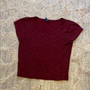 marroon and black stitched crop tops